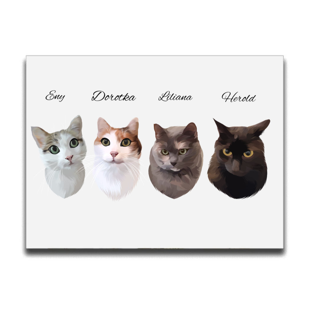 Portrét čtyř mazlíčků